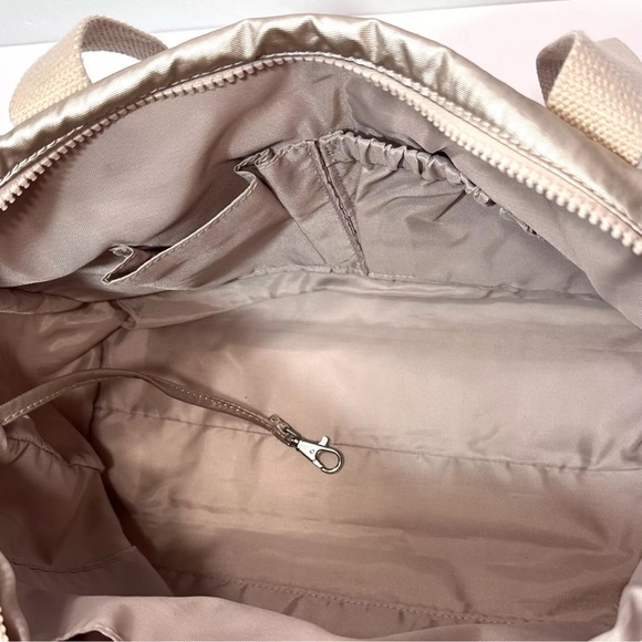 Kipling Defea Metallic Cyrene Pink Shoulder Bag Purse Nylon Monkey Key Charm - Picture 9 of 16